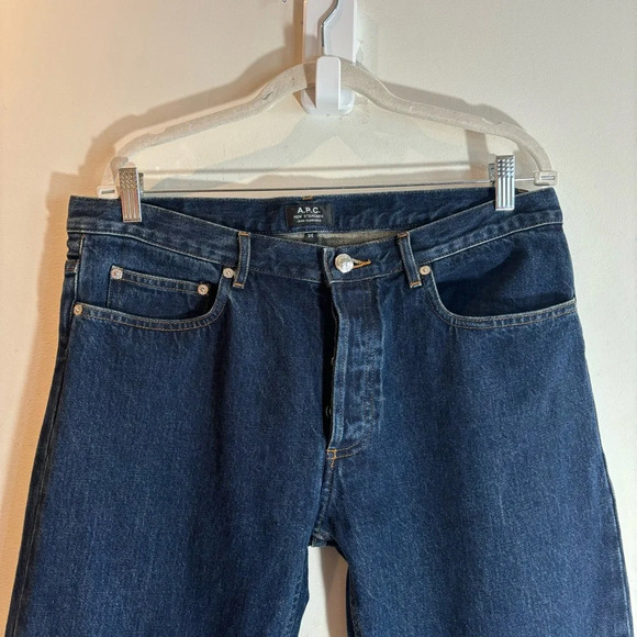 A.P.C. Jeans Sz 34 New Standard Button Fly Dark Wash Straight Leg Denim Jeans - Picture 3 of 11